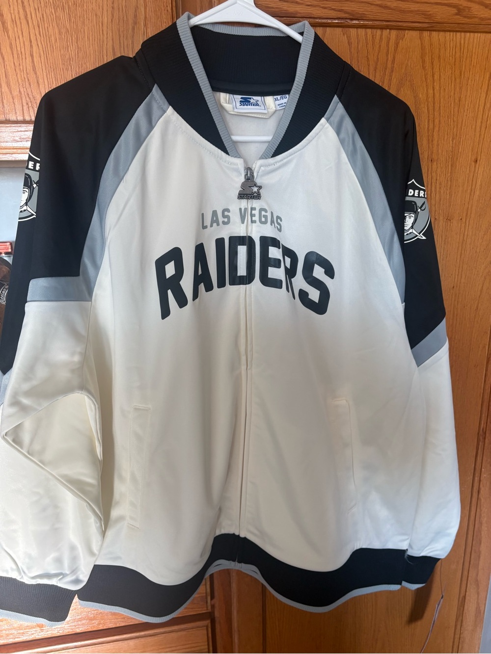 Women’s White & Black STARTER Raiders Team Jacket